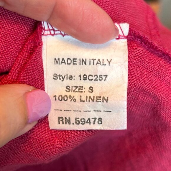 Francesca Bettini Linen Short Sleeve Lightweight Breezy Blouse Cranberry Size S - Picture 6 of 8